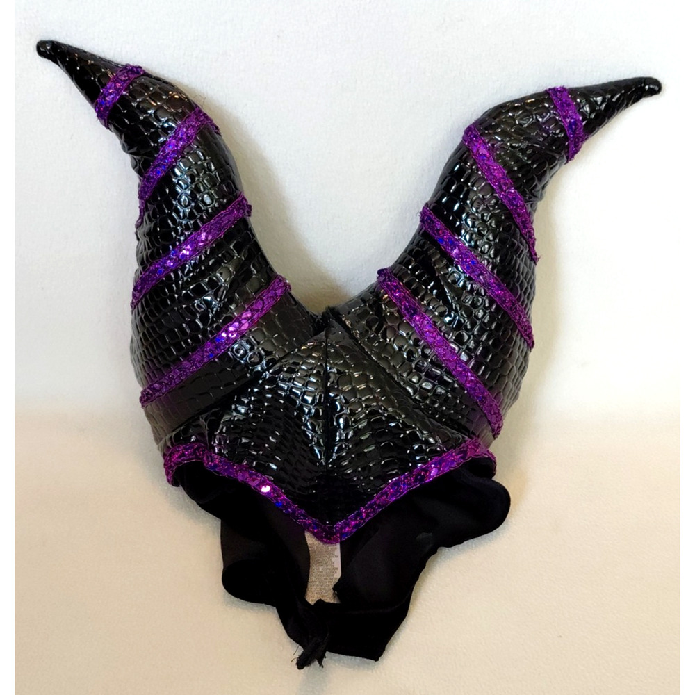 Disney Store Maleficent Head Piece/Hat/Gear/Costume Horns Faux Leather Glitter